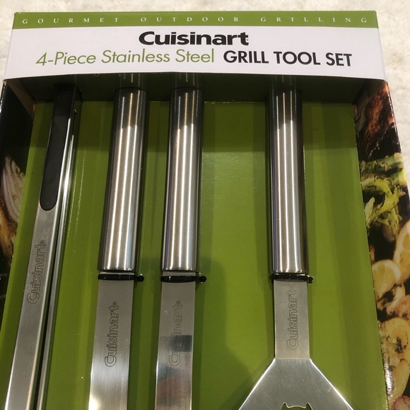 NEW Cuisinart 4-Piece Stainless Steel Grill Tool Set Gourmet Outdoor Grilling - Picture 8 of 11